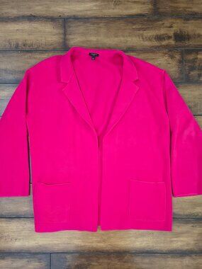 Talbots Petite XL Hot Pink Open Front Knit Blazer Cardigan Jacket